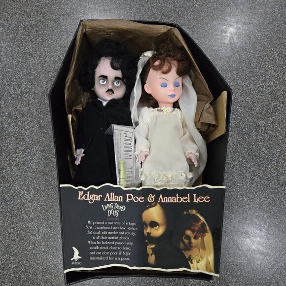 Vintage Living Dead Dolls Edgar Allan Poe & Annabel Lee Mezco LDD - Picture 1 of 8